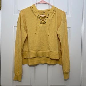 SO Yellow Lounge Life Cropped Hooded Sweatshirt XS
